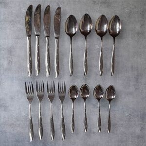 Vintage Starburst Stainless Steel Japan Flatware Service For 4 Spoons Fork Knife